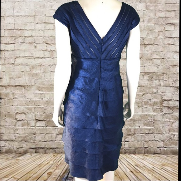 ADRIANNA PAPELL Iridescent Navy Cocktail Dress - Picture 3 of 6